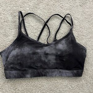 Padded S sports bra, black tie dye pattern